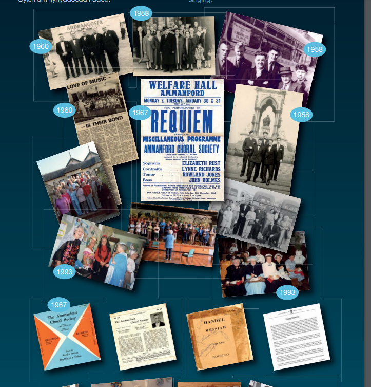 Dogfennau archifol amrywiol o'r Casgliad, wedi'u trefnu mewn trefn dyddiad yn arddull arddangosfa